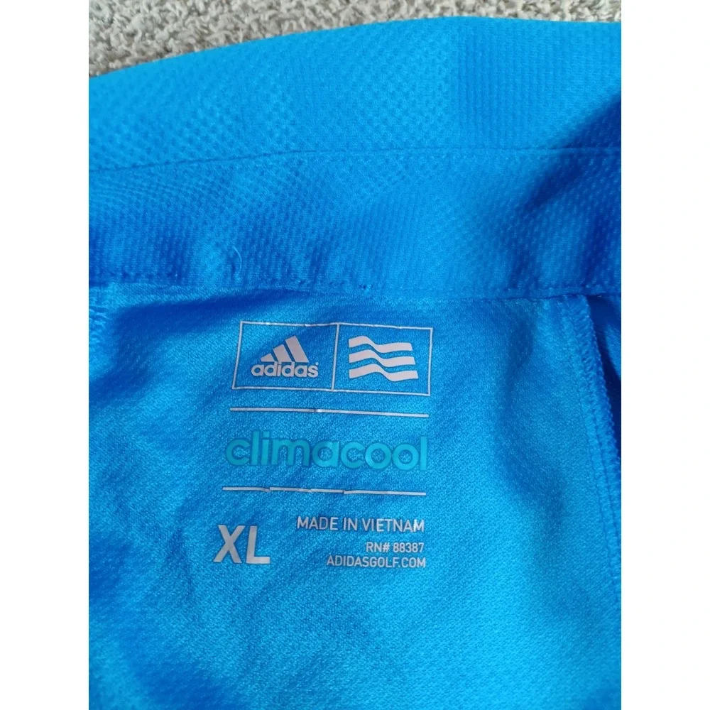 Adidas Golf Climacool Polo Shirt Mens XL White Blue Striped Performance Stretch